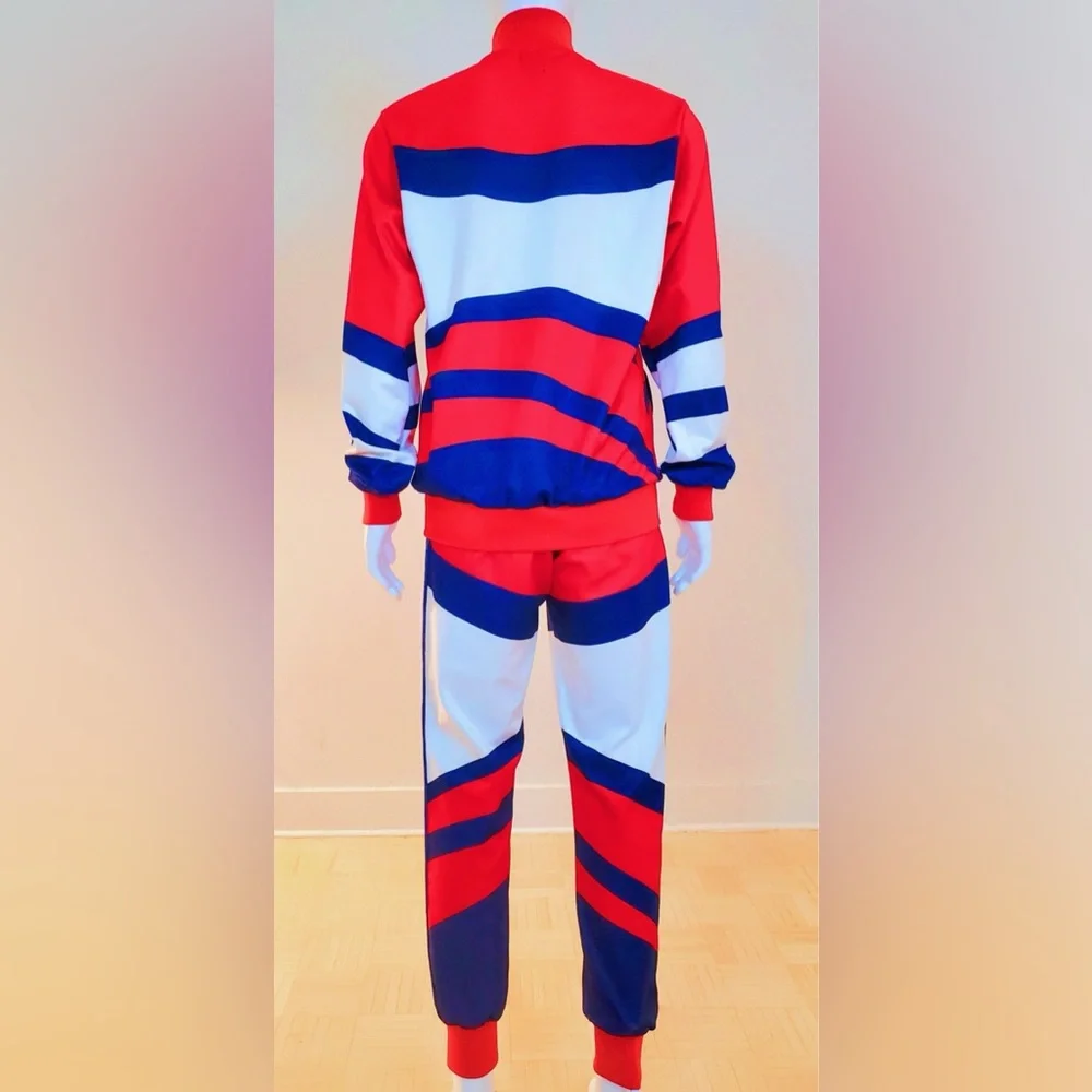 Le Tigre Abington Tracksuit Joggers Sweatpants Pants Navy Red (Pants Only) - Picture 3 of 11